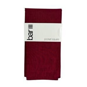 Bar III Mens Beach Solid Pocket Square Burgundy 12.5"x12.5"